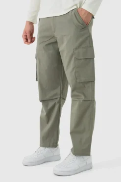 Online boohooMAN Skater Fit Ripstop Cargo Trousers khaki