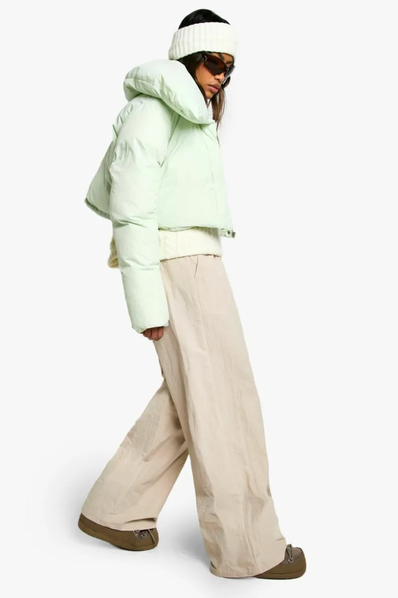 Cheap boohoo Ski Cropped Puffer Jacket mint