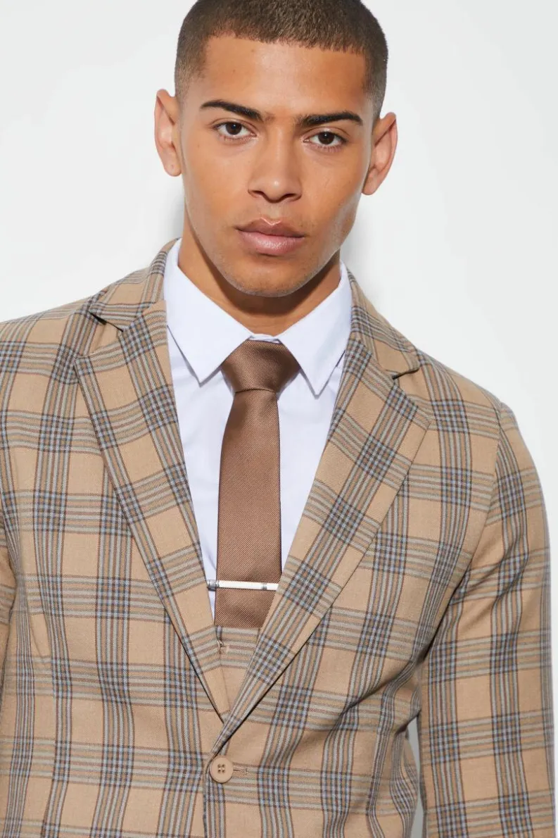 New boohoo Skinny Check Suit beige