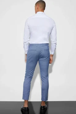 Store boohoo Skinny Crop Micro Check Suit navy