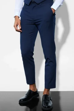 Best Sale boohooMAN Skinny Cropped Suit Trousers navy
