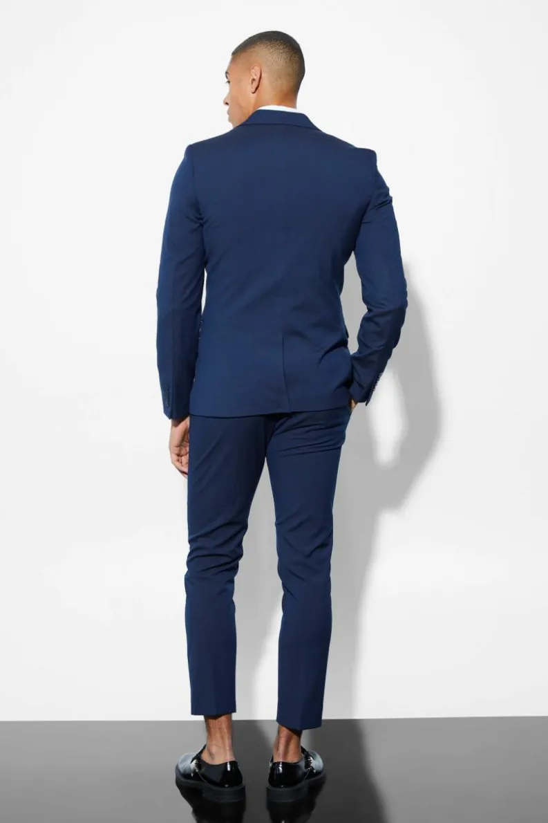 Best Sale boohooMAN Skinny Cropped Suit Trousers navy