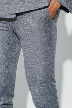 Best boohooMAN Skinny Fit Boucle Suit Trousers dark grey