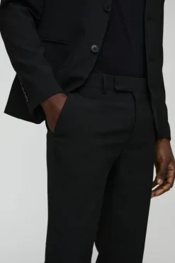 Clearance boohoo Skinny Fit Collarless Single Breasted Blazer & Suit Trousers Set black