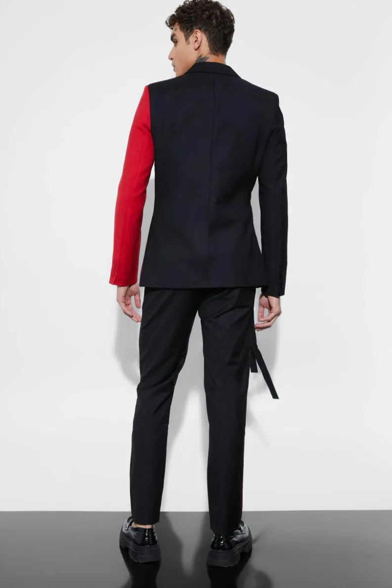 Best Sale boohoo Skinny Fit Colour Block Wrap Front Suit red