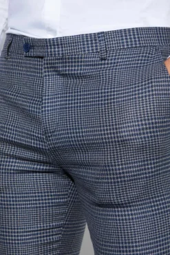 Cheap boohooMAN Skinny Fit Cropped Check Suit Trousers navy