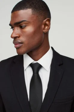 Best Sale boohooMAN Skinny Fit Single Breasted Jersey Blazer black