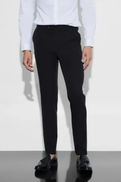 Hot boohooMAN Skinny Fit Tuxedo Trouser black
