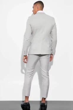 Best Sale boohoo Skinny Linen Crop Suit taupe
