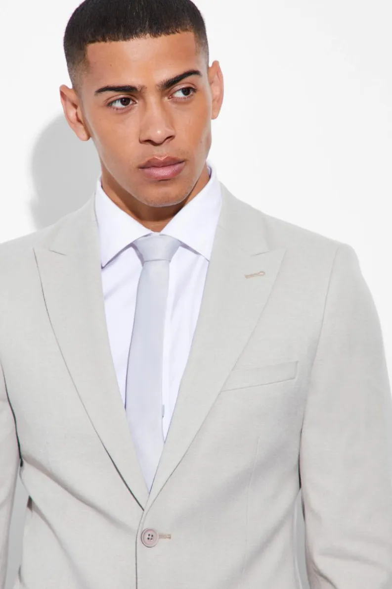 Best Sale boohoo Skinny Linen Crop Suit taupe