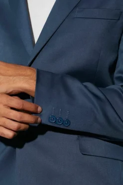 Sale boohooMAN Skinny Satin Suit Jacket navy