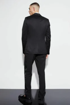 Store boohooMAN Skinny Satin Suit Jacket black