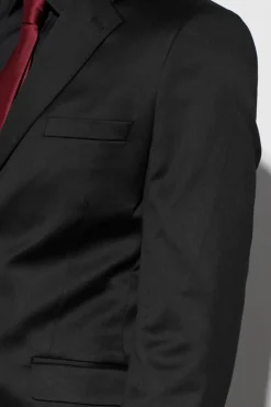 Store boohooMAN Skinny Satin Suit Jacket black