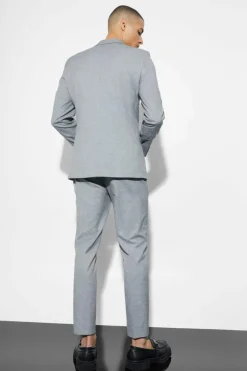Best boohooMAN Skinny Single Breasted Linen Suit Jacket grey