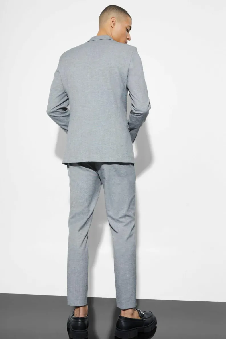 Best boohooMAN Skinny Single Breasted Linen Suit Jacket grey