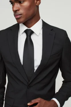 Cheap boohooMAN Skinny Single Breasted Suit Jacket black