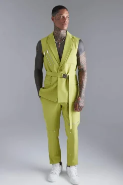 New boohoo Skinny Sleeveless Suit lime