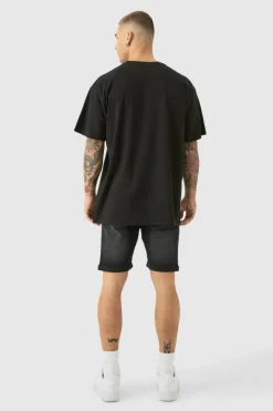 Best Sale boohooMAN Skinny Stretch Denim Shorts In black
