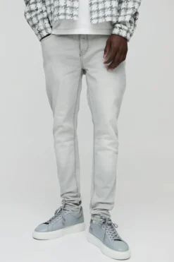 Cheap boohooMAN Skinny Stretch Jean In ice grey