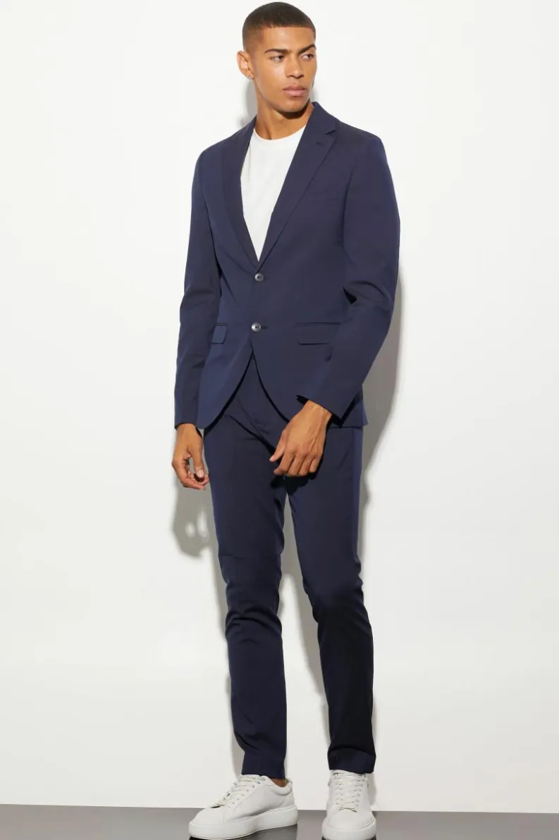 Discount boohooMAN Skinny Suit Trousers navy