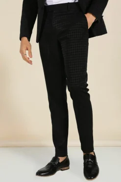 New boohoo Skinny Tonal Houndstooth Suit black