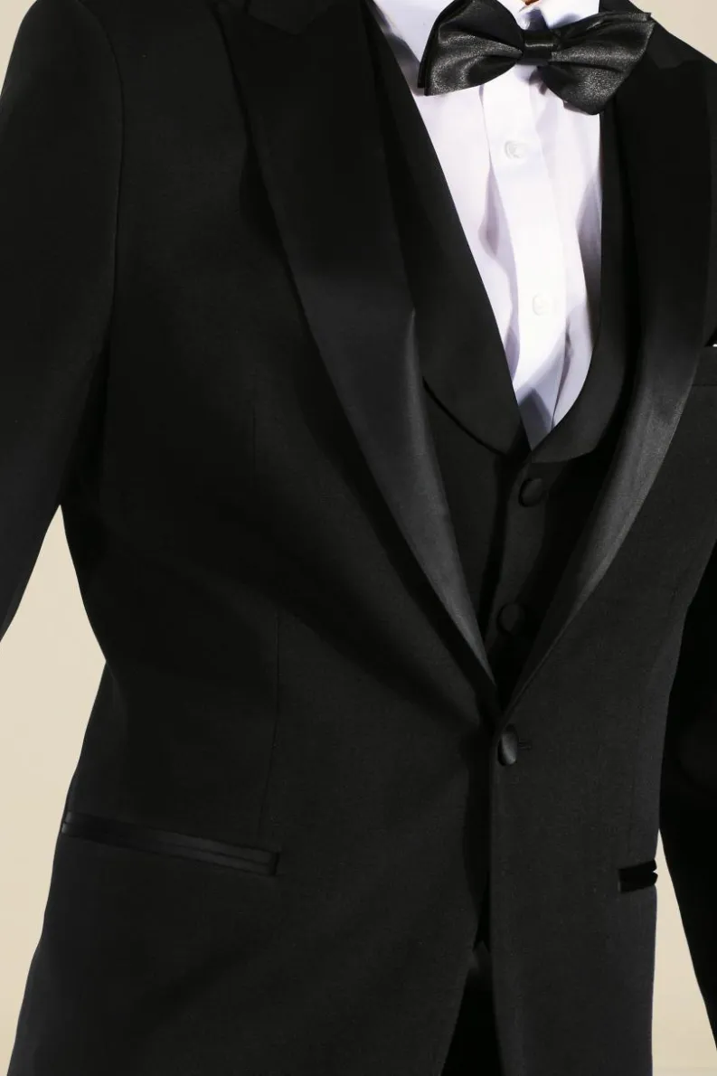 Fashion boohooMAN Skinny Tuxedo Single Breasted Suit Jacket black