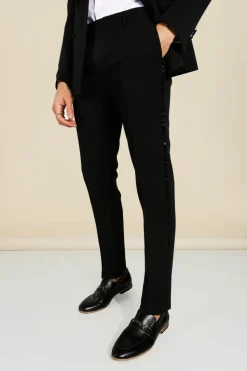 Best boohooMAN Skinny Tuxedo Suit Trousers black