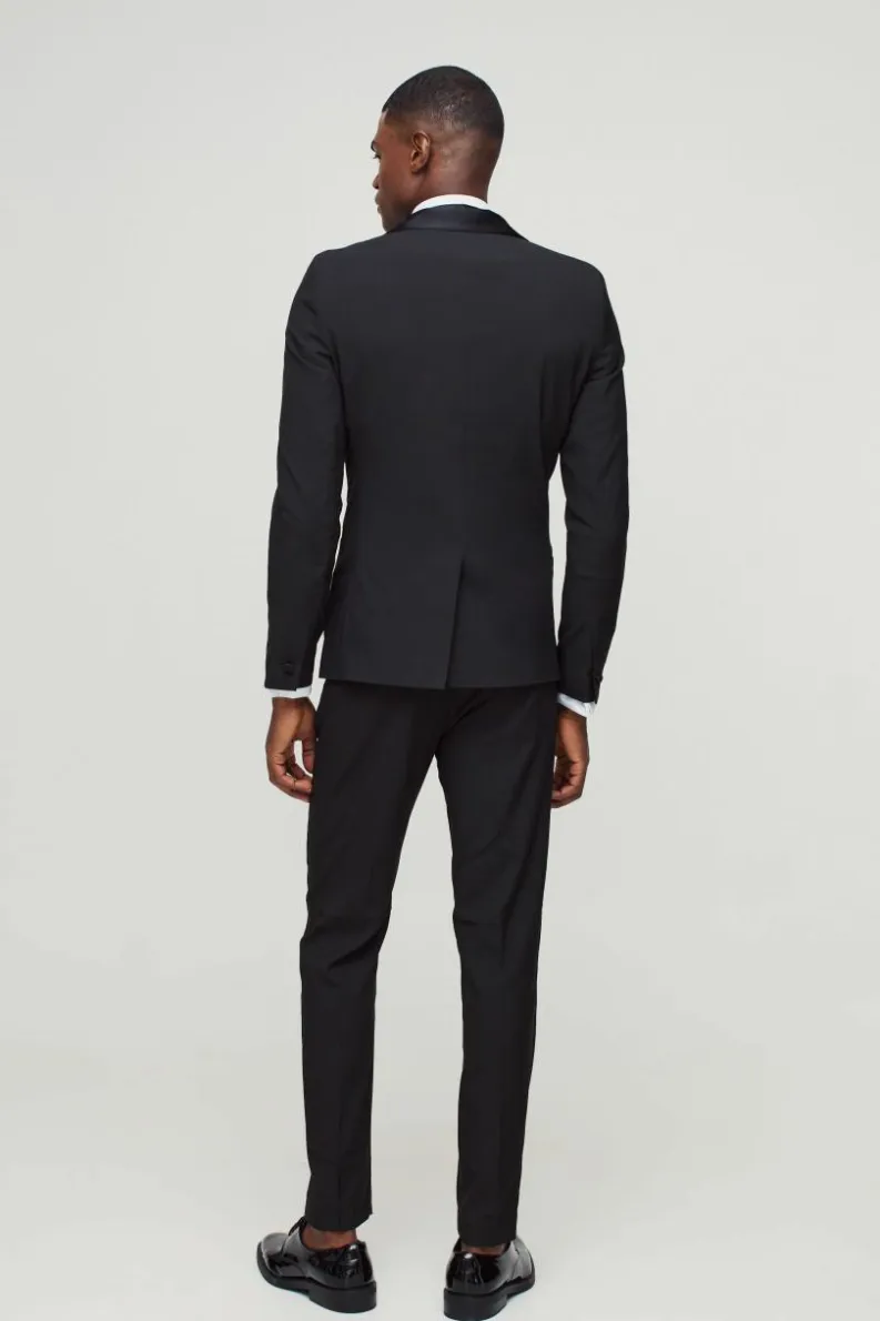 Outlet boohoo Skinny Tuxedo Three Piece Suit black