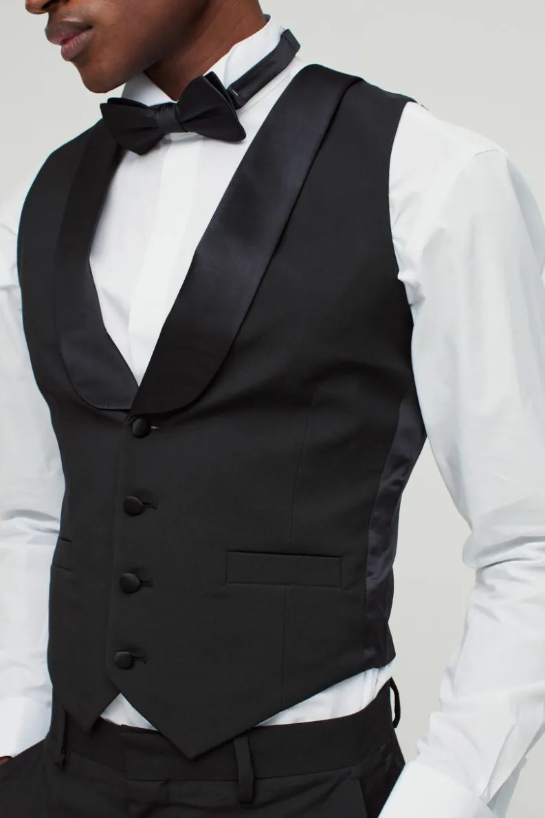 Online boohooMAN Skinny Tuxedo Waistcoat black