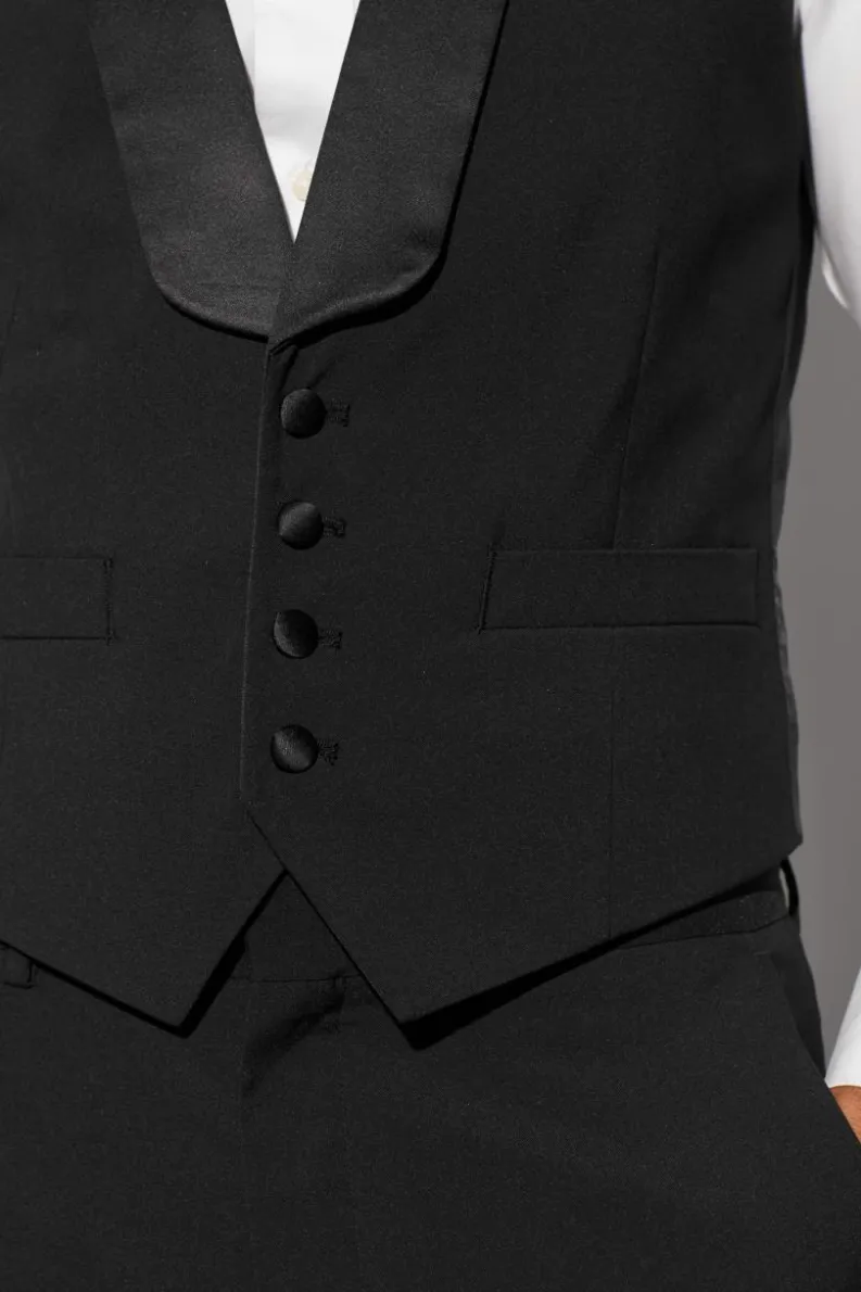 Online boohooMAN Skinny Tuxedo Waistcoat black