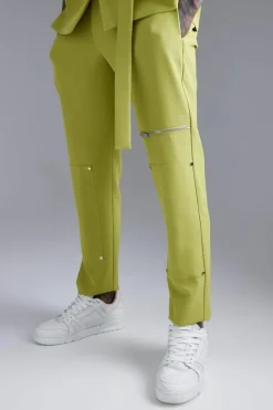 Clearance boohooMAN Skinny Zip Suit Trouser lime