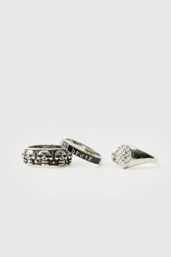 Clearance boohooMAN Skull Ring 3 Pack silver