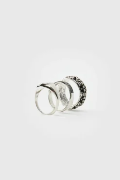 Clearance boohooMAN Skull Ring 3 Pack silver