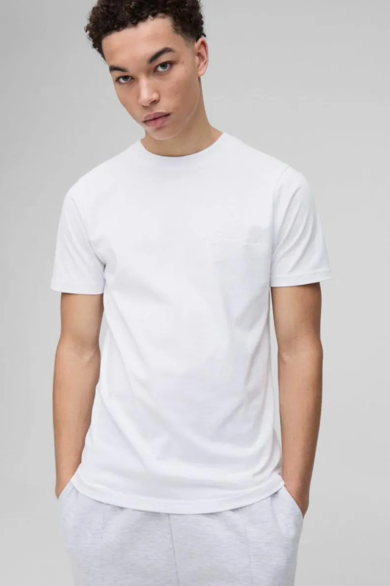 Online boohooMAN Slim BM Signature Basic T-shirt white