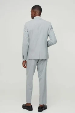 New boohooMAN Slim Cropped Suit Trousers grey
