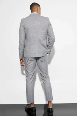 Outlet boohoo Slim Dogtooth Crop Suit navy