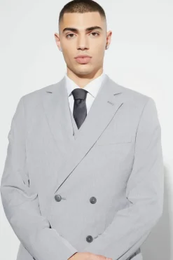 New boohooMAN Slim Double Breasted Suit Jacket grey