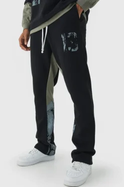Cheap boohooMAN Slim Fit Camo Gusset Joggers black