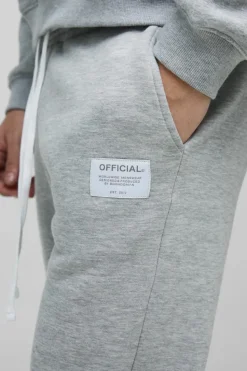 Clearance boohooMAN Slim Fit Flare Stacked Woven Tab Gusset Jogger grey marl
