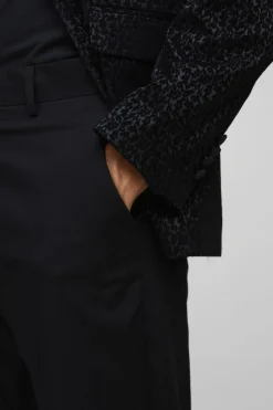 Best Sale boohoo Slim Fit Flock Velour Blazer & Trouser black