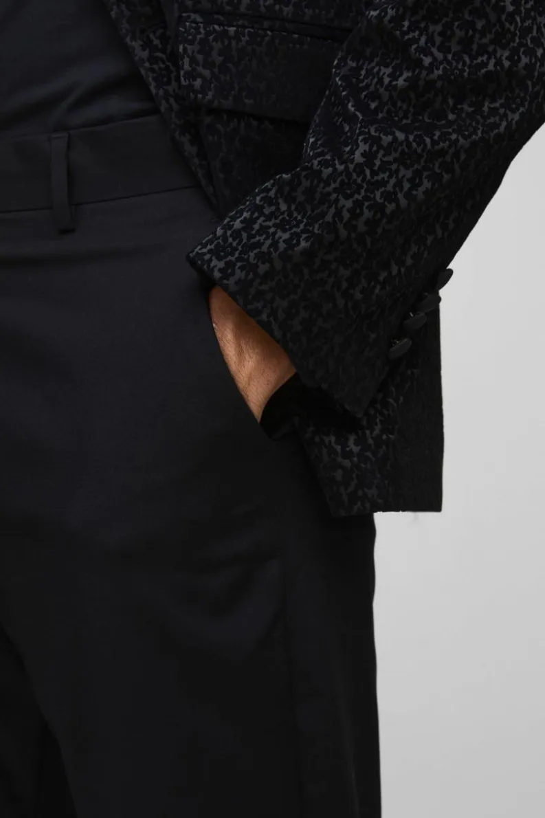 Best Sale boohoo Slim Fit Flock Velour Blazer & Trouser black