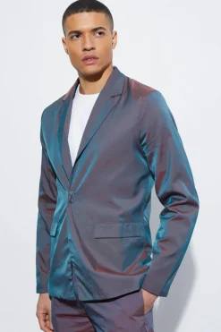 Fashion boohoo Slim Fit Iridescent Suit purple