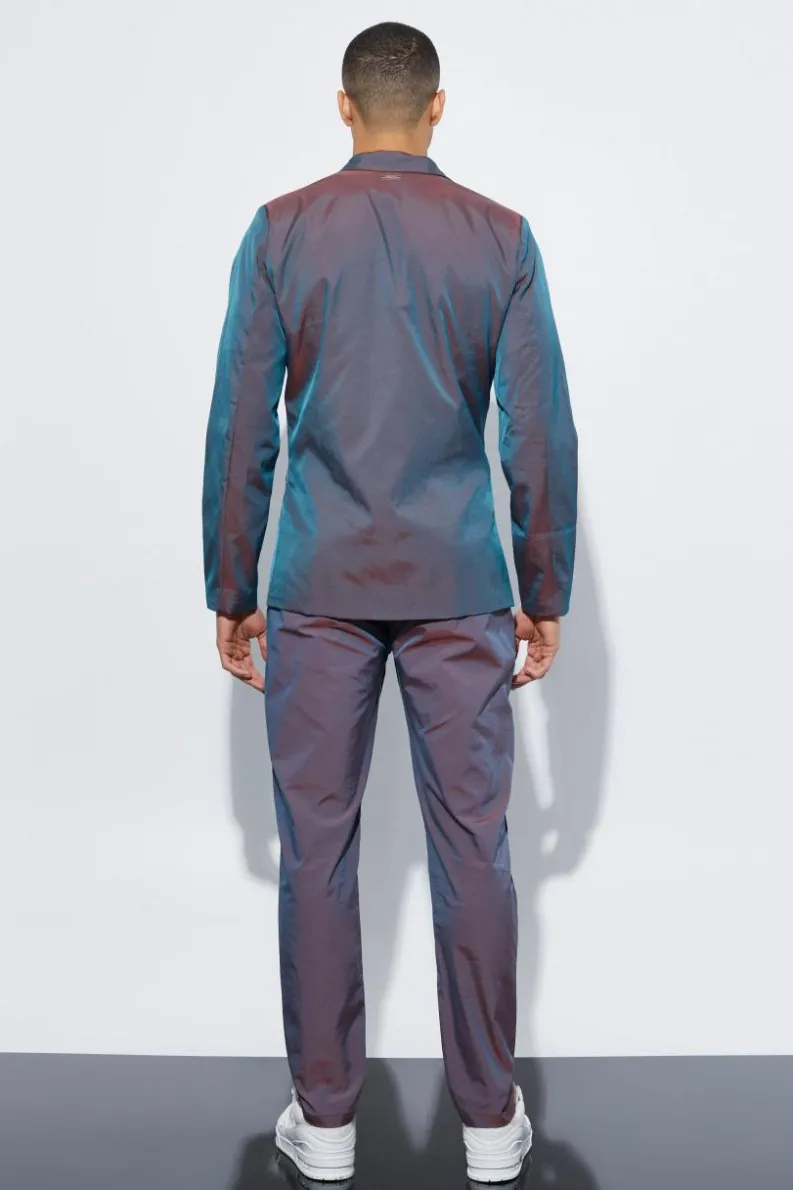 Fashion boohoo Slim Fit Iridescent Suit purple