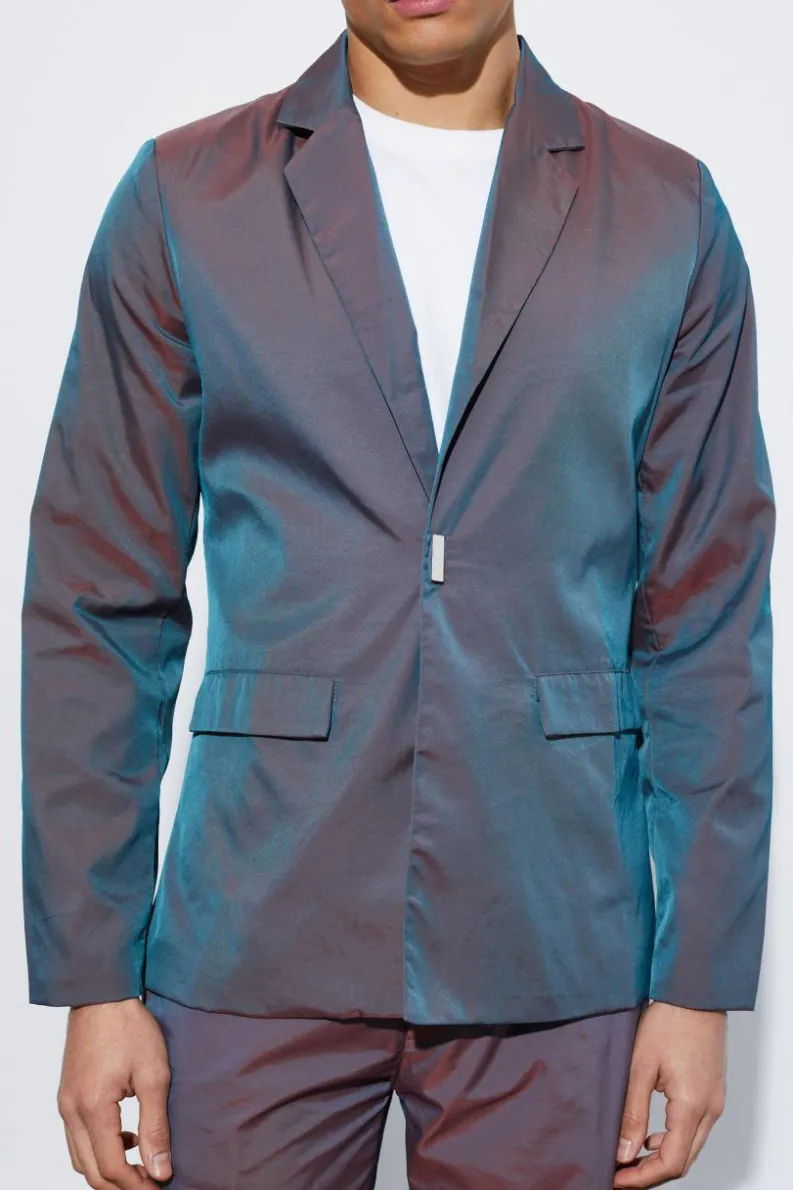 Fashion boohoo Slim Fit Iridescent Suit purple