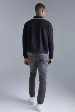 Shop boohooMAN Slim Fit Jeans dark grey