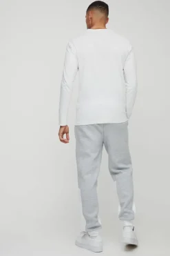 Discount boohooMAN Slim Fit Man Diamond Colour Block Joggers grey marl