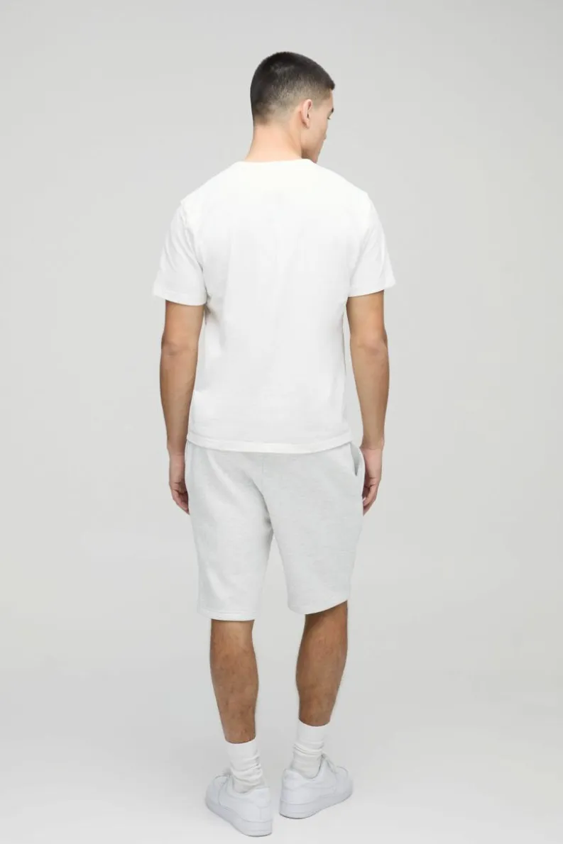 Discount boohooMAN Slim Fit Mid Length Basic Shorts grey marl