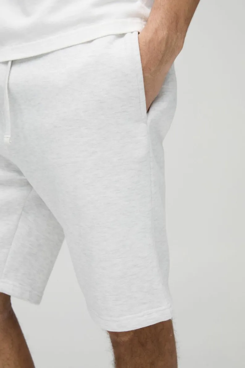 Discount boohooMAN Slim Fit Mid Length Basic Shorts grey marl