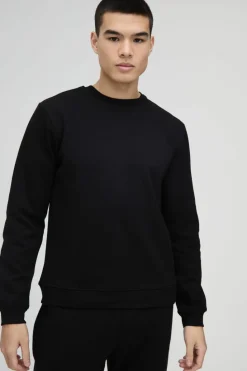 New boohooMAN Slim Fit Peached Sweat black