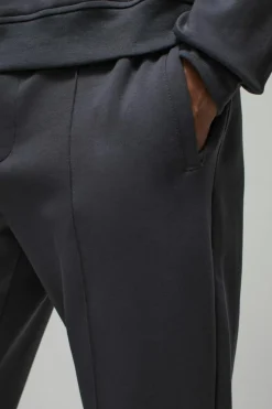 Clearance boohooMAN Slim Fit Peached Tapered Pintuck Jogger slate grey